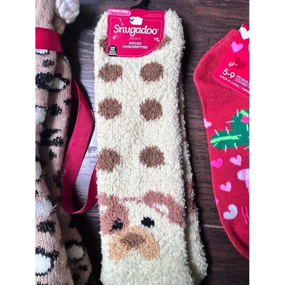 Bundle 3 Pairs Socks Womens Low Cut Slipper‎ Socks Bulldog Cactus Leopard Cozy
